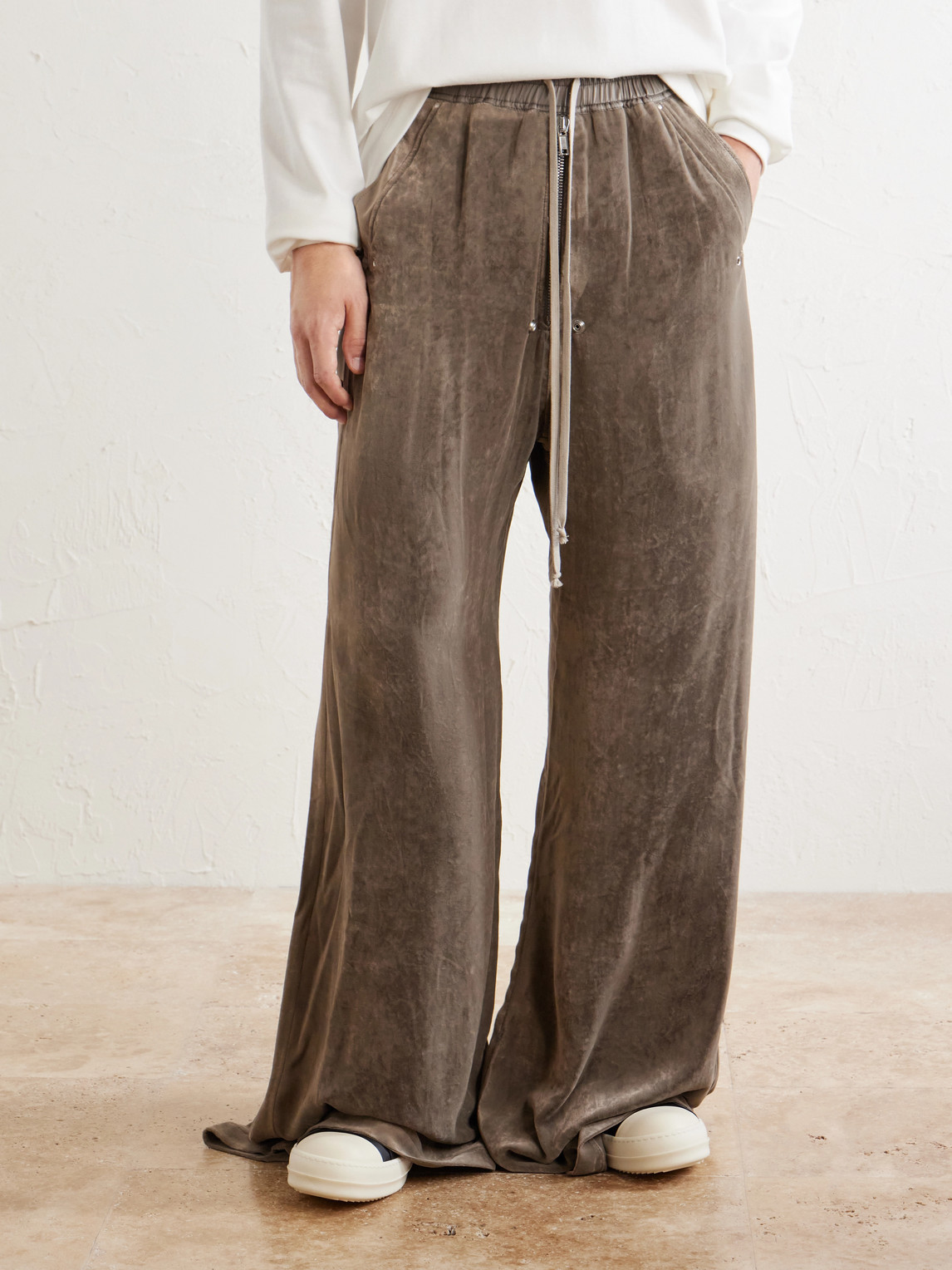 Bela Wide-Leg Drawstring Velour Trousers