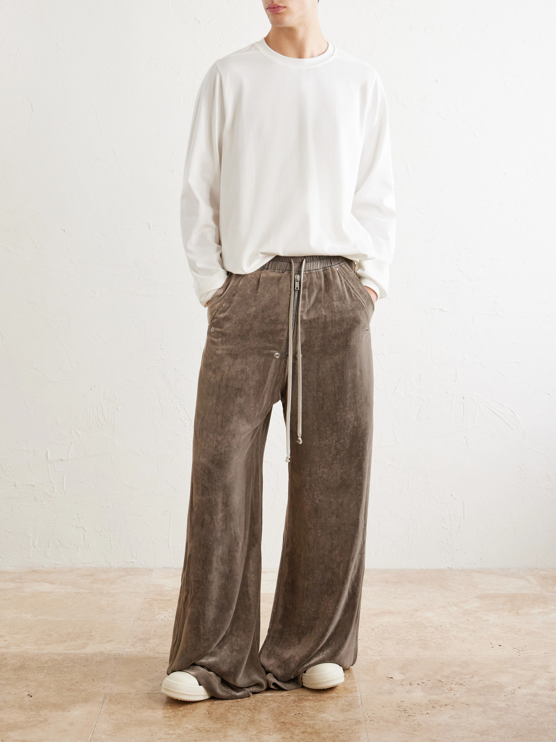 Bela Wide-Leg Drawstring Velour Trousers