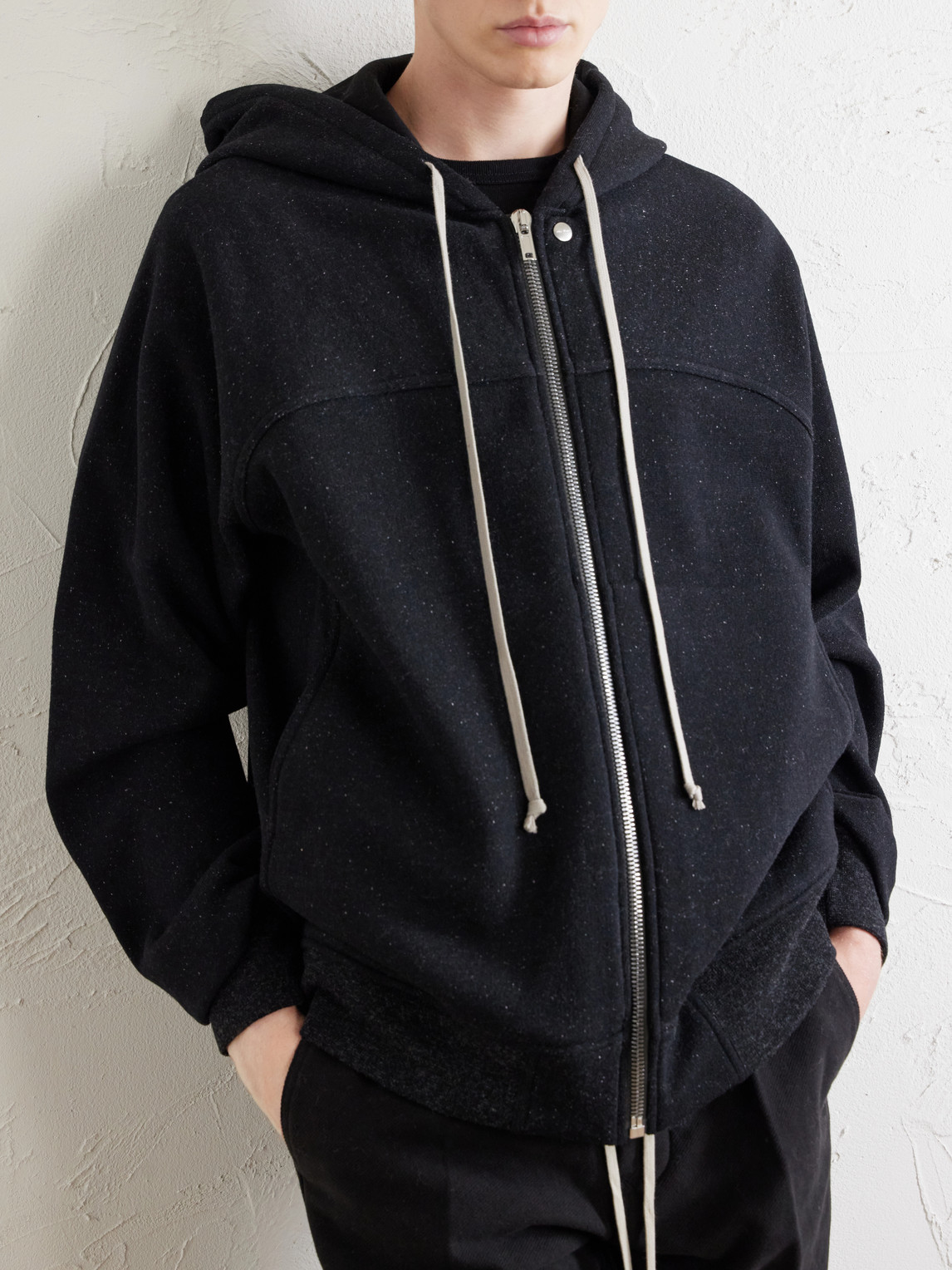 Washed Wool And Cotton-Blend Zip-Up Hoodie