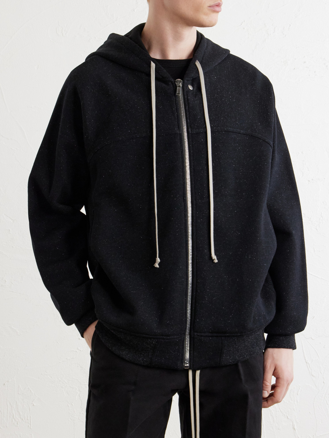 Washed Wool And Cotton-Blend Zip-Up Hoodie
