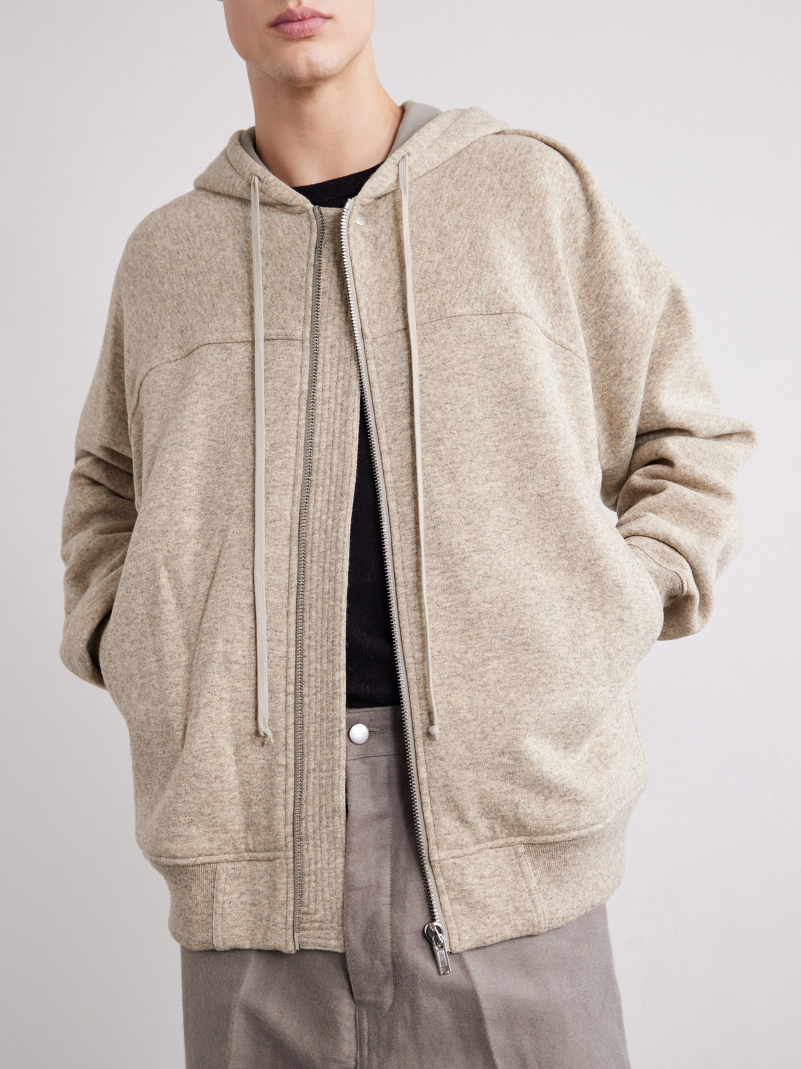 Wool And Cotton-Blend Zip-Up Hoodie
