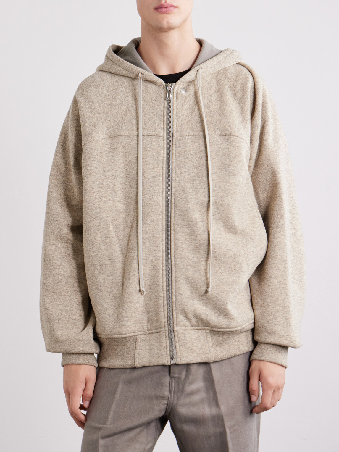 Wool And Cotton-Blend Zip-Up Hoodie