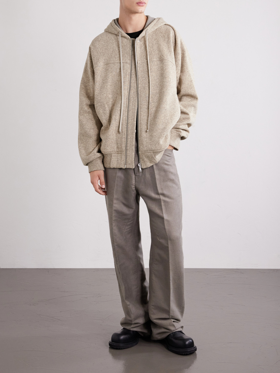 Wool And Cotton-Blend Zip-Up Hoodie