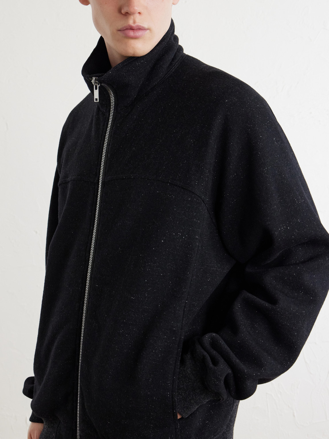 And Cotton-Blend Zip-Up Sweater