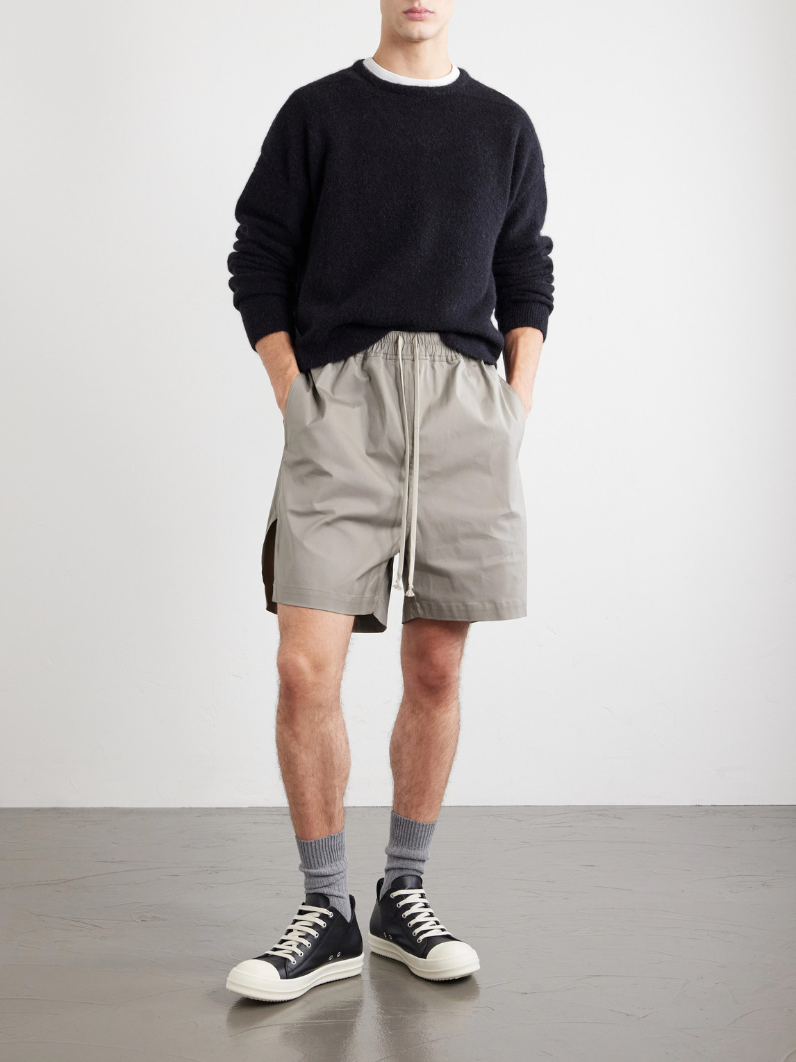 Boxer Straight-Leg Cotton-Blend Canvas Drawstring Shorts