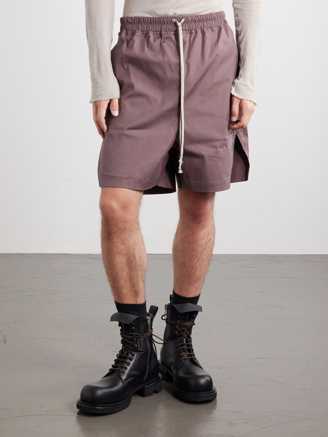 Boxer Straight-Leg Stretch-Cotton Canvas Drawstring Shorts