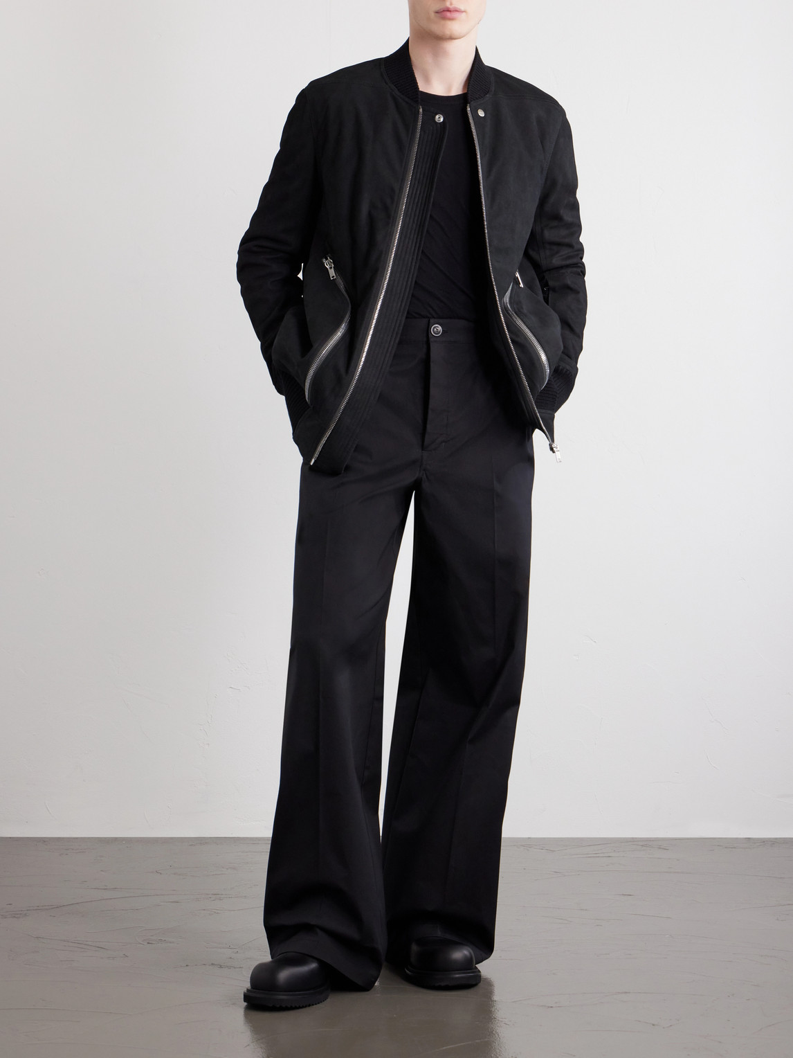 Wide-Leg Cotton-Blend Canvas Trousers