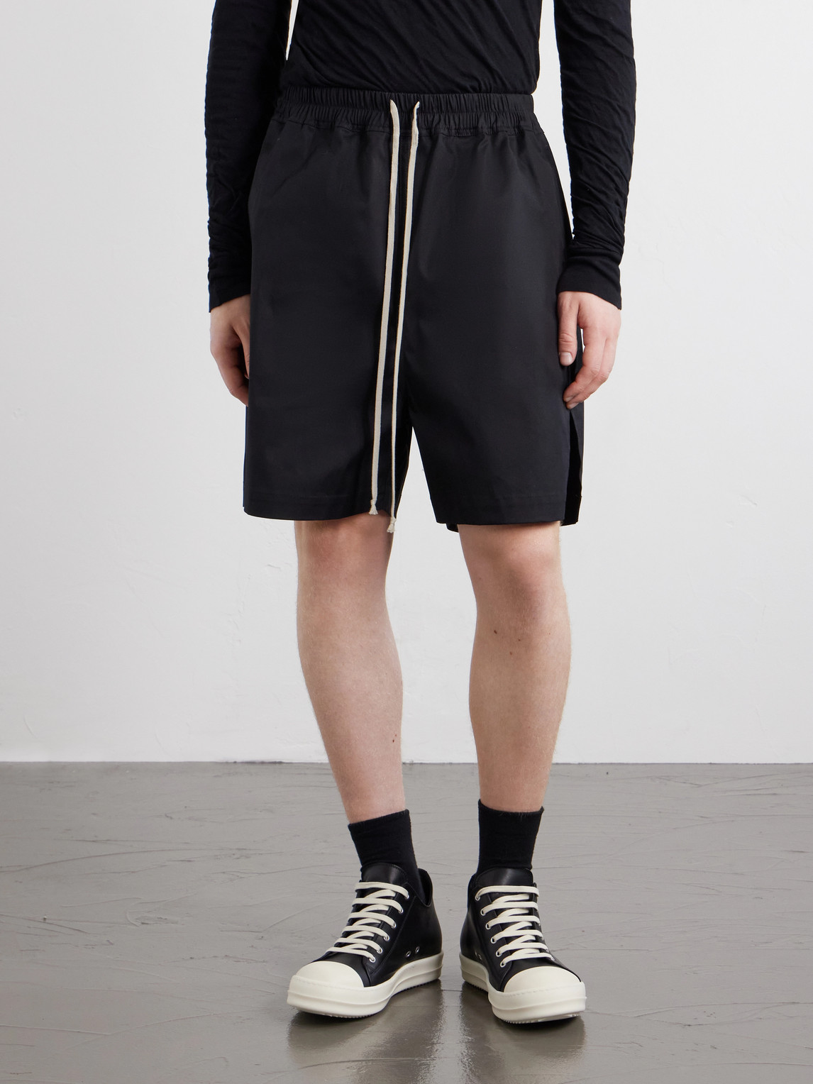 Boxer Straight-Leg Cotton-Blend Canvas Drawstring Shorts