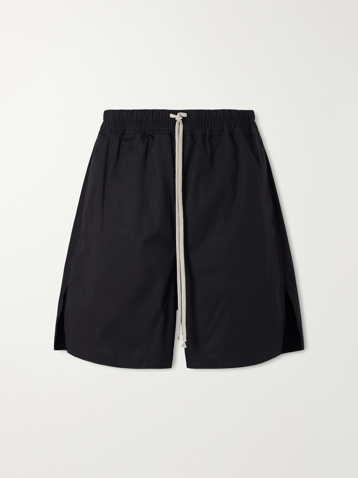 Rick Owens Boxer Straight-leg Cotton-blend Canvas Drawstring Shorts In Black