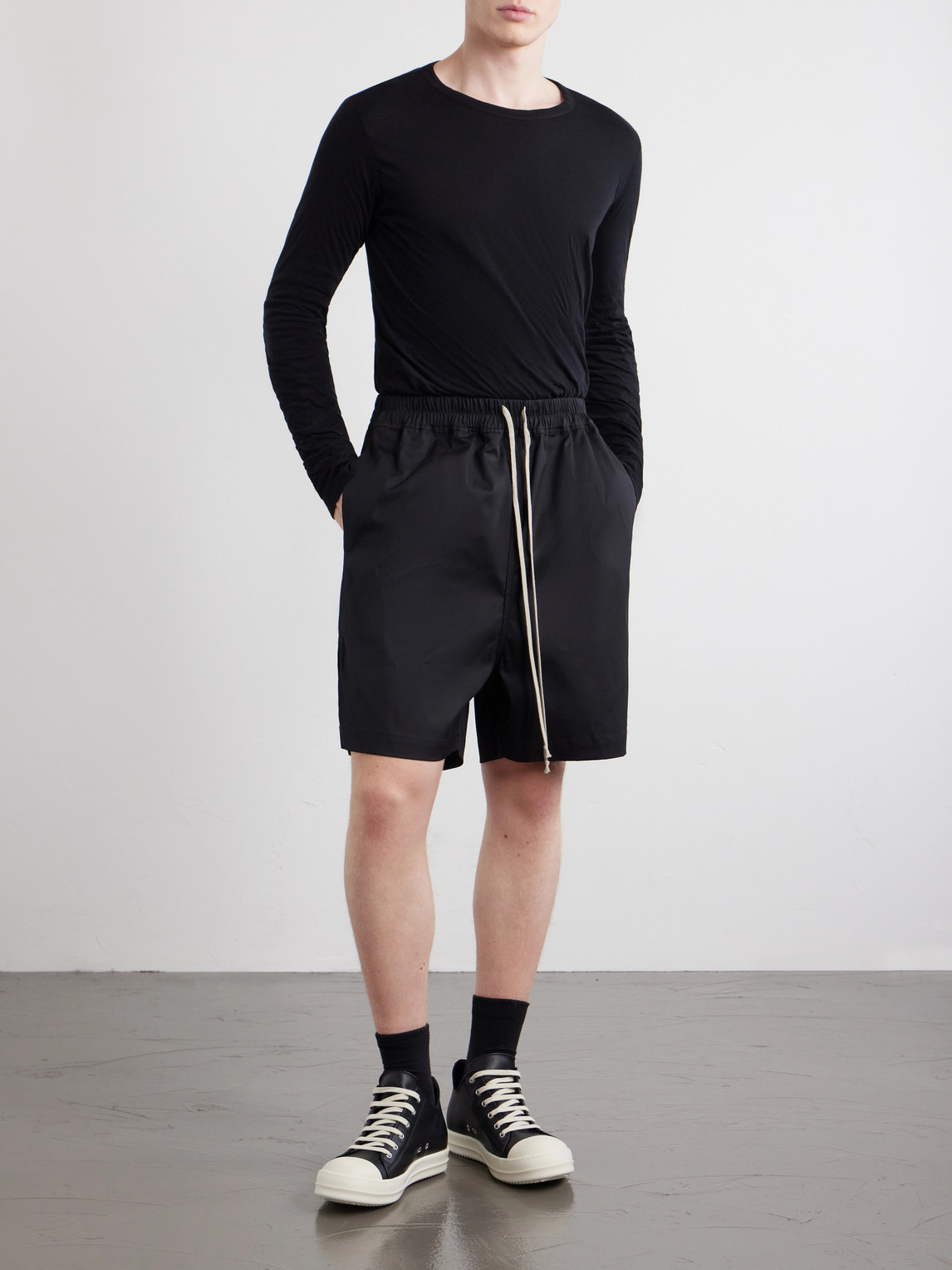 Boxer Straight-Leg Cotton-Blend Canvas Drawstring Shorts