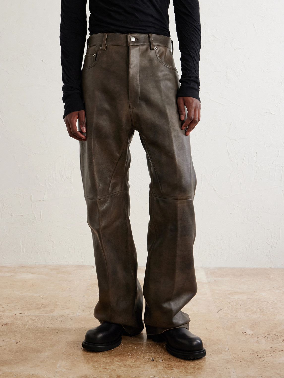 Geth Wide-Leg Leather Trousers