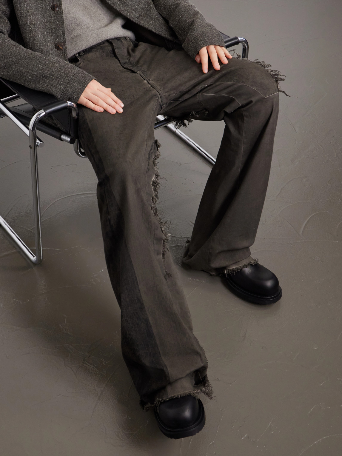 Bolan Frayed Baggy Bootcut Jeans