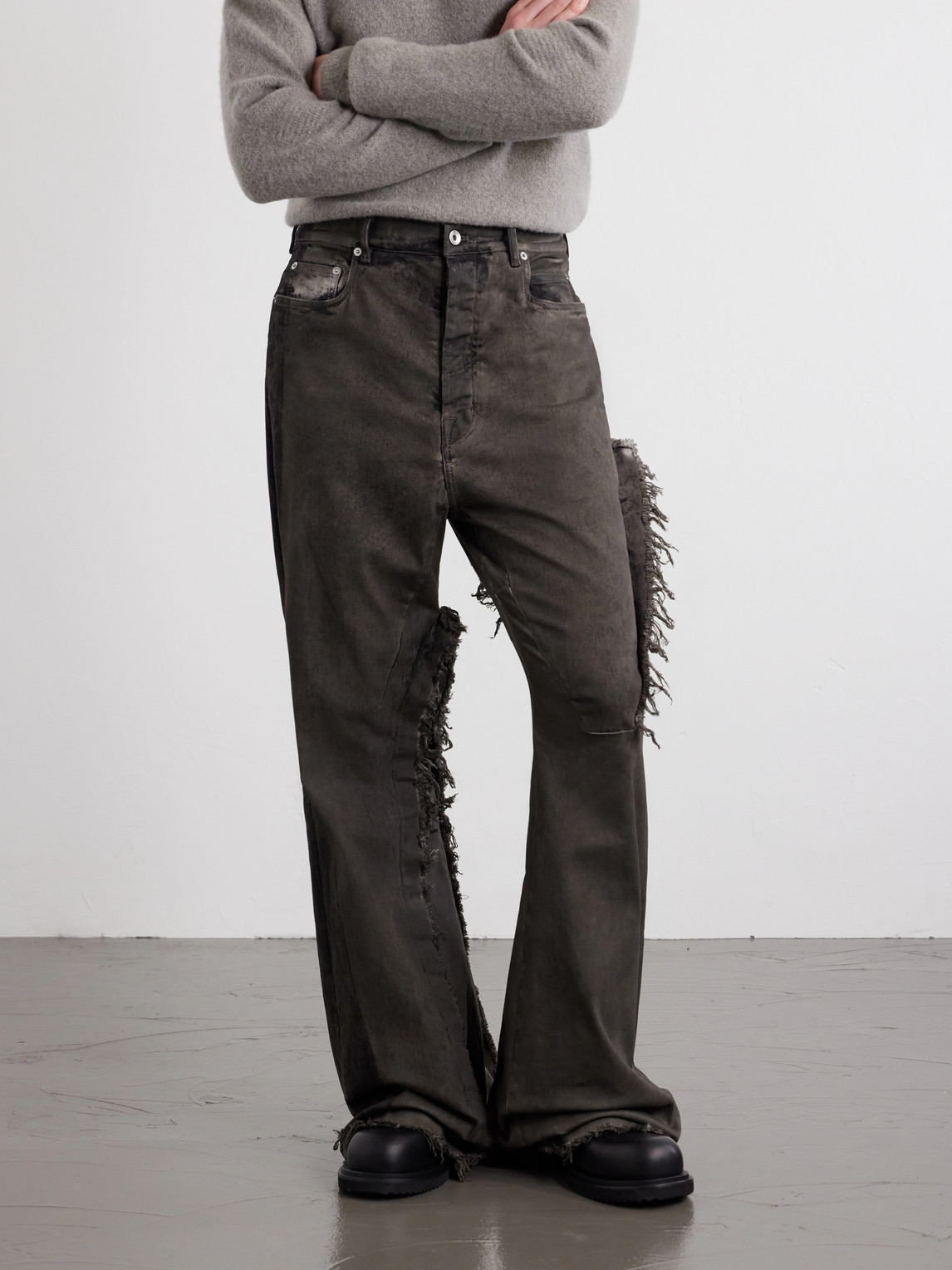 Bolan Frayed Baggy Bootcut Jeans