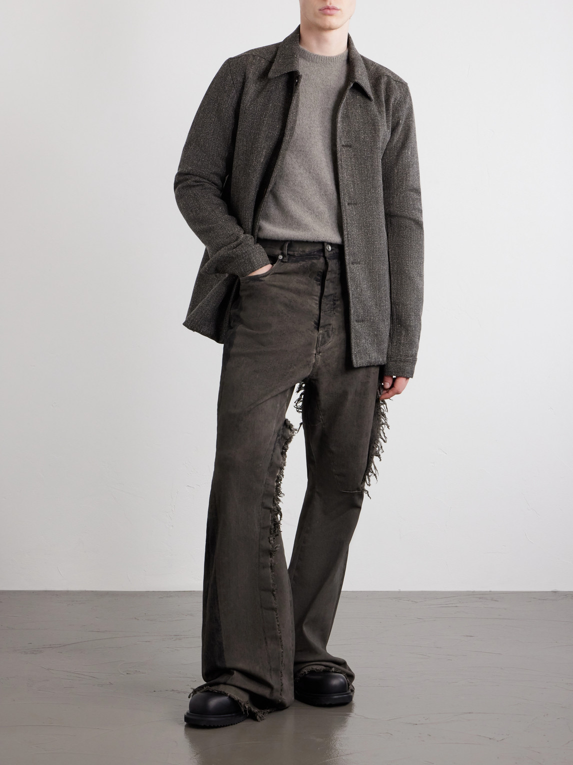 Bolan Frayed Baggy Bootcut Jeans