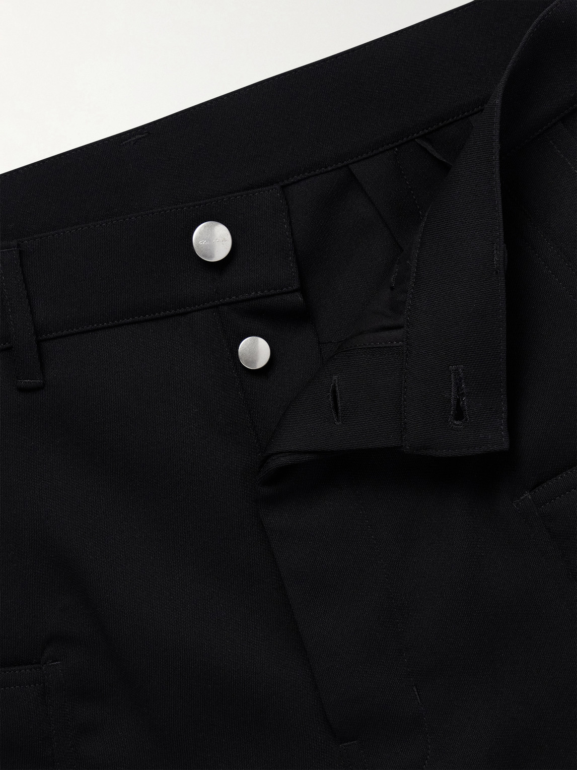 Rick Owens Stefan Flared Grain De Poudre Wool Cargo Trousers In Black