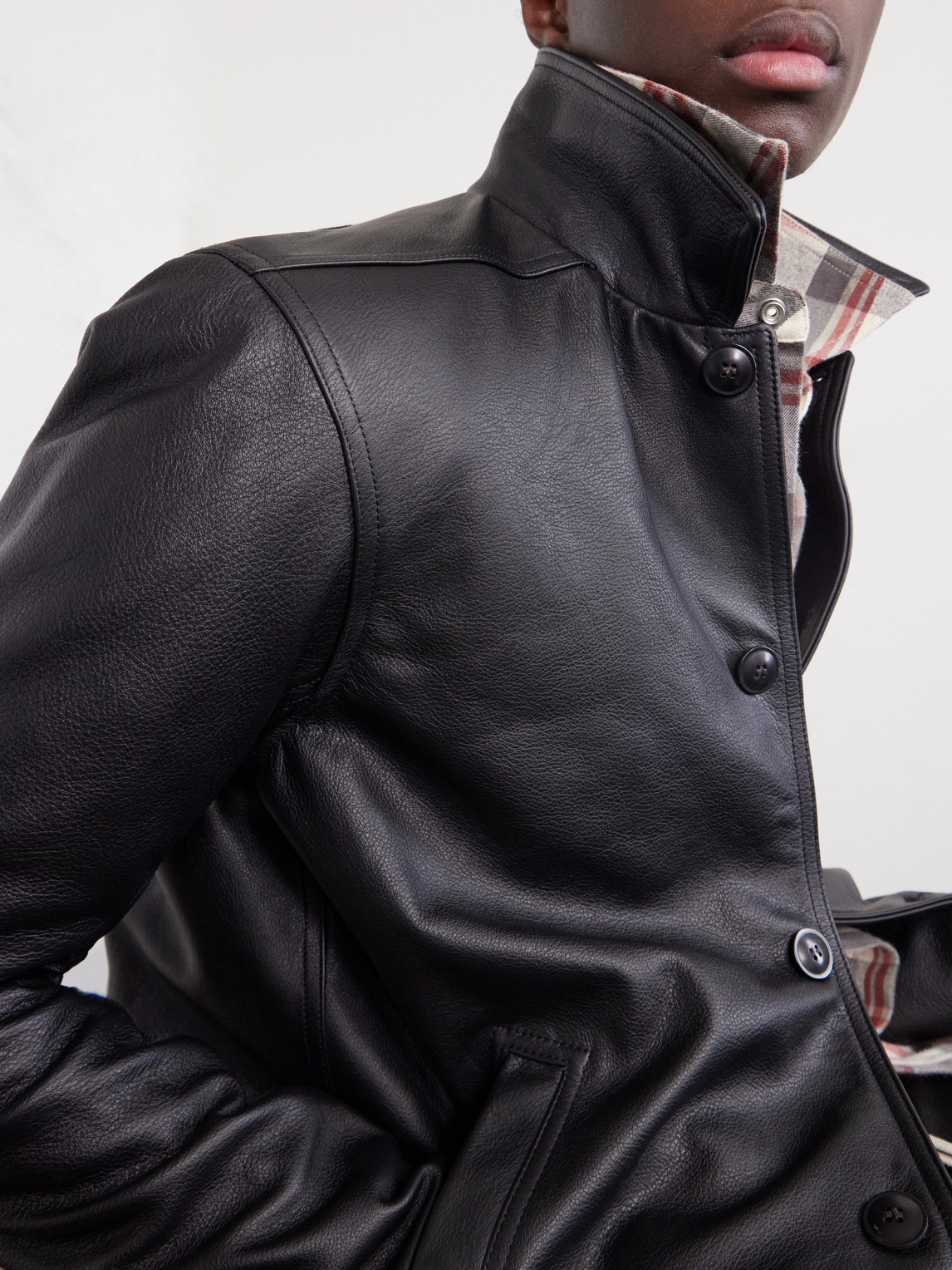 Rick Owens Black Buttoned Brad Leather Jacket In Black
