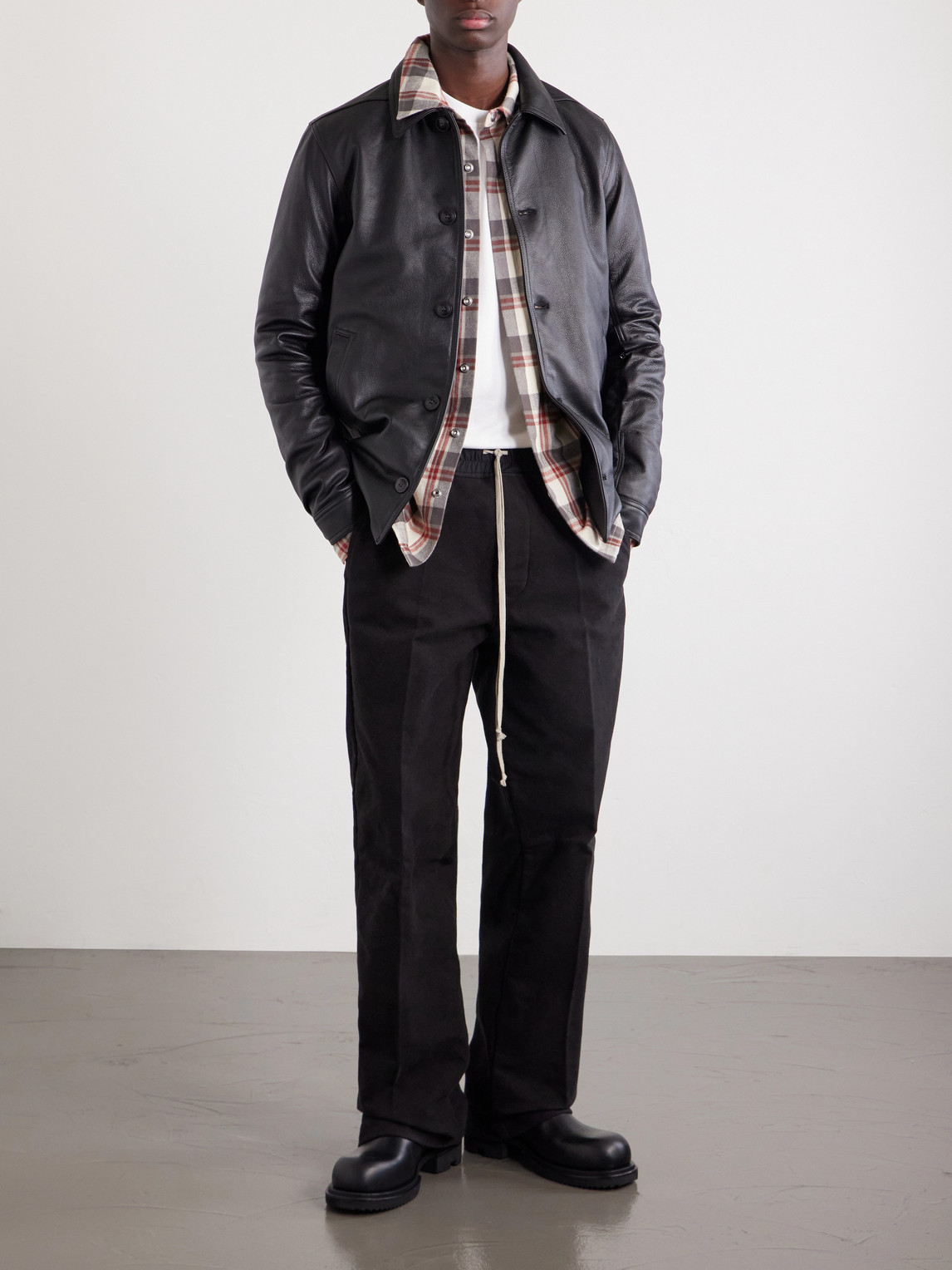 Rick Owens Black Buttoned Brad Leather Jacket In Black