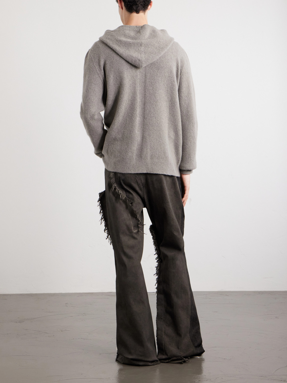 Cashmere-Blend Felt Zip-Up Hoodie