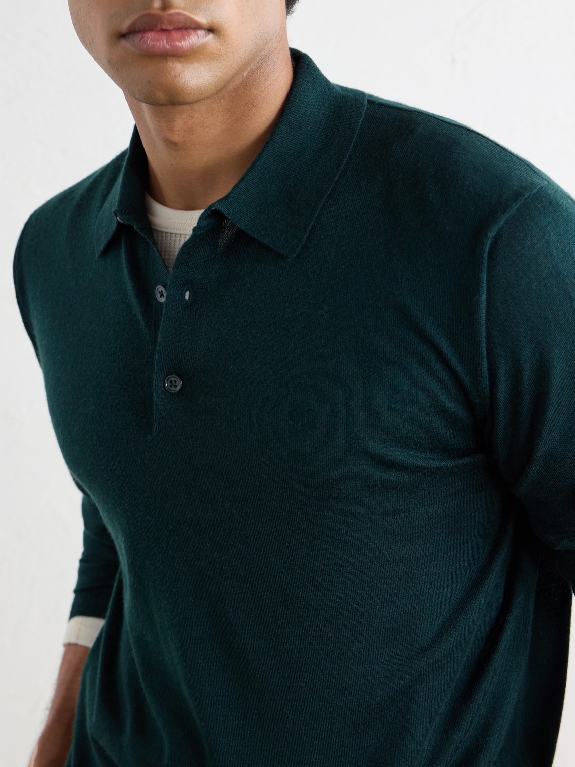 Wool, Silk And Cashmere-Blend Polo Sweater