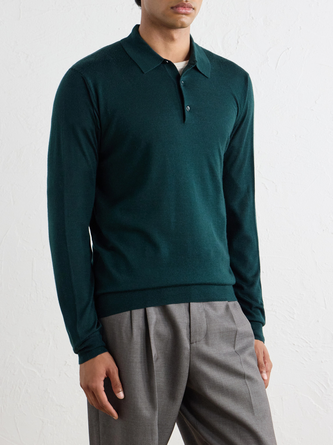 Wool, Silk And Cashmere-Blend Polo Sweater