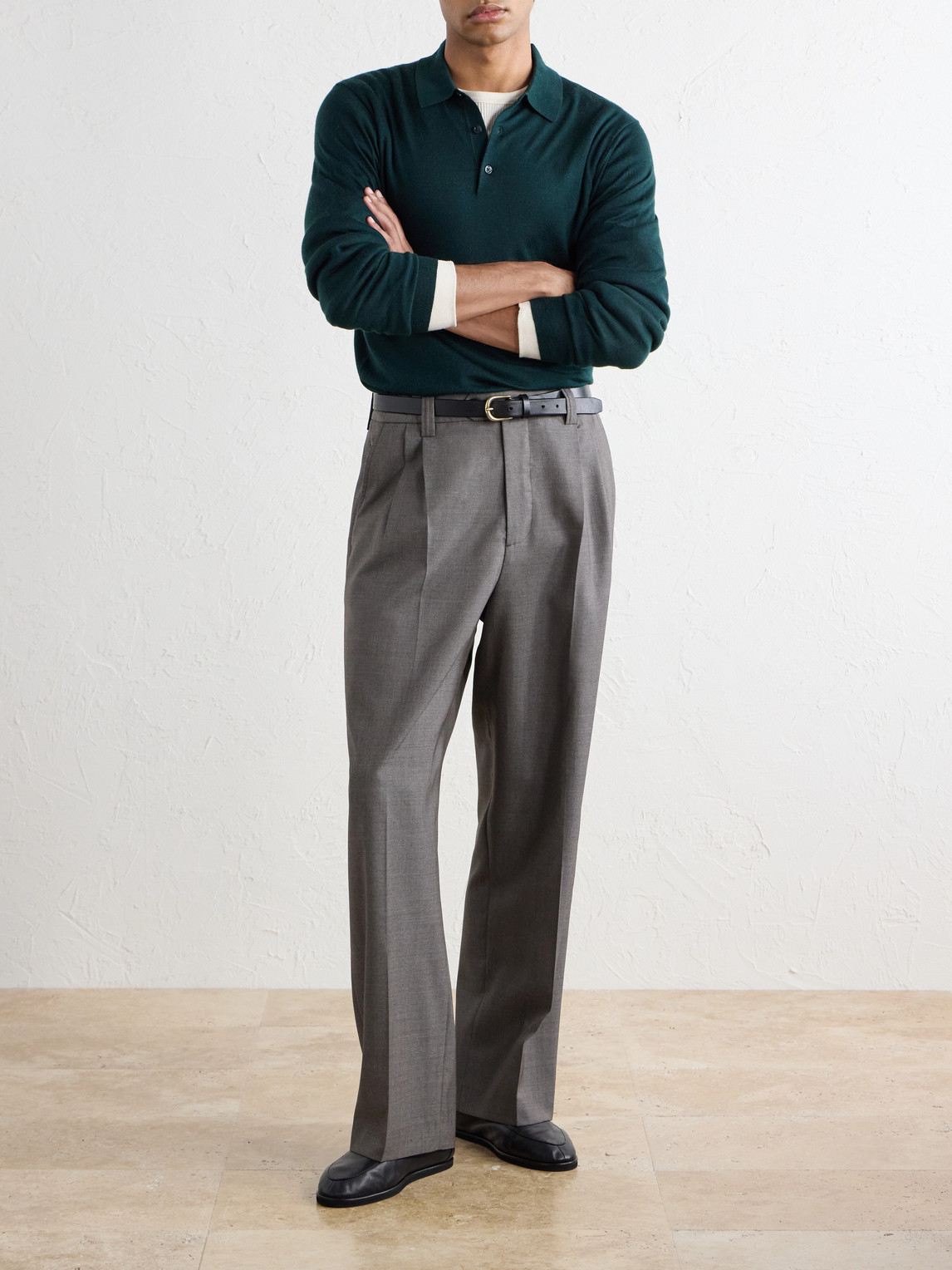 Wool, Silk And Cashmere-Blend Polo Sweater