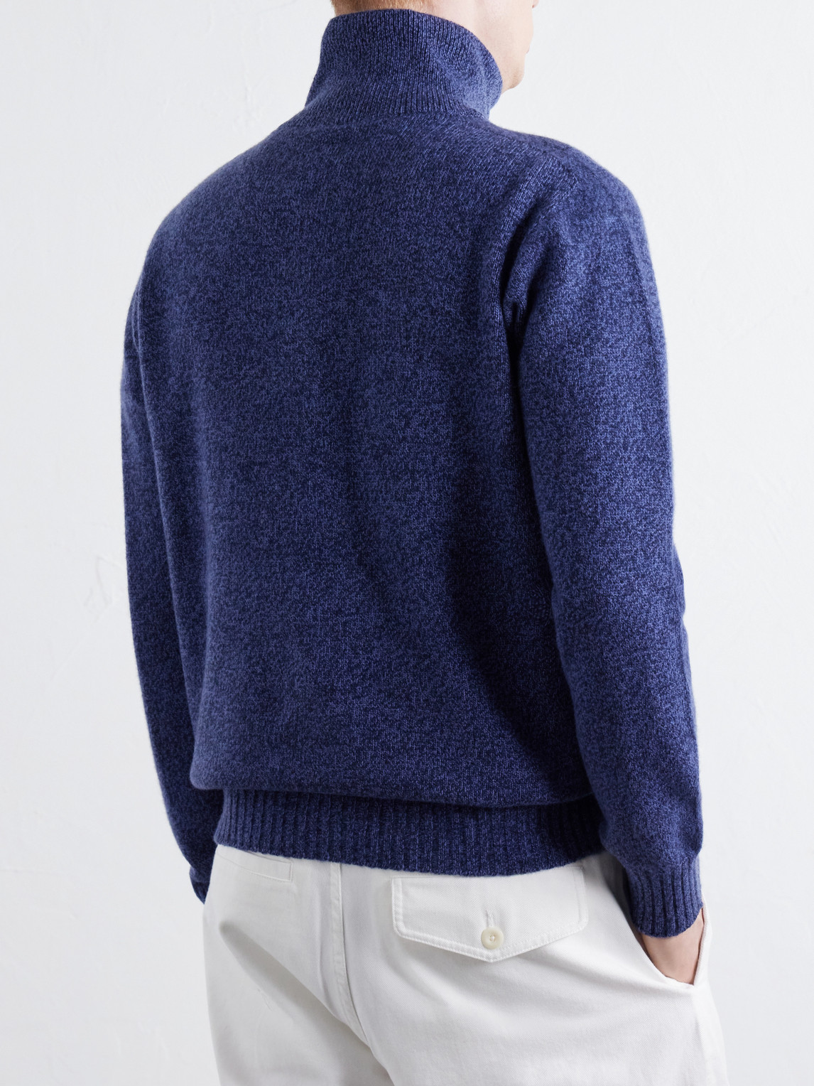 And Cashmere-Blend Half-Zip Sweater