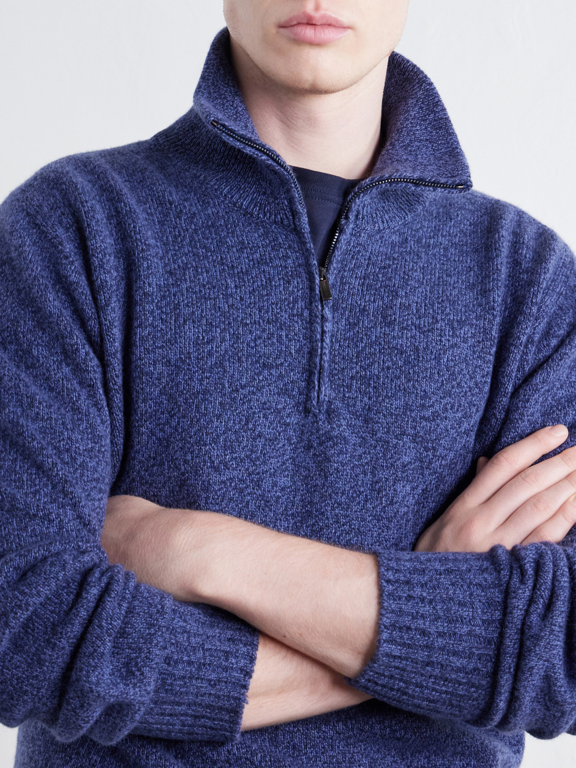 And Cashmere-Blend Half-Zip Sweater