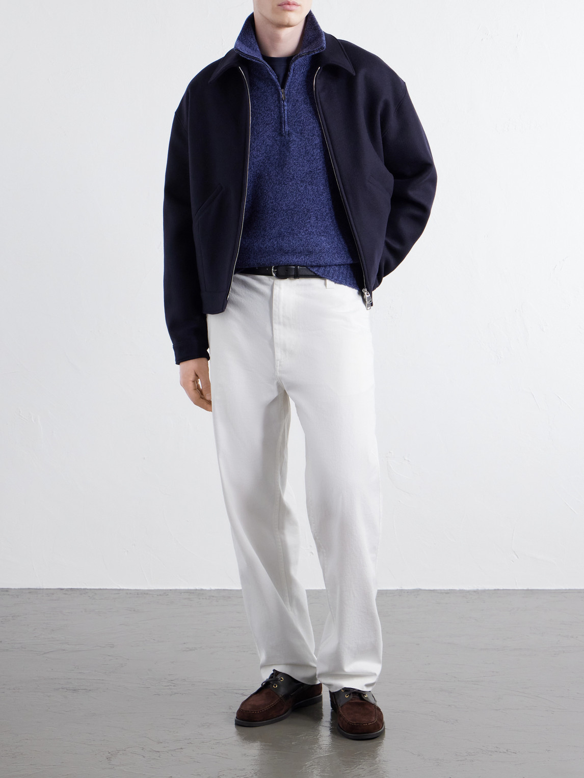 And Cashmere-Blend Half-Zip Sweater