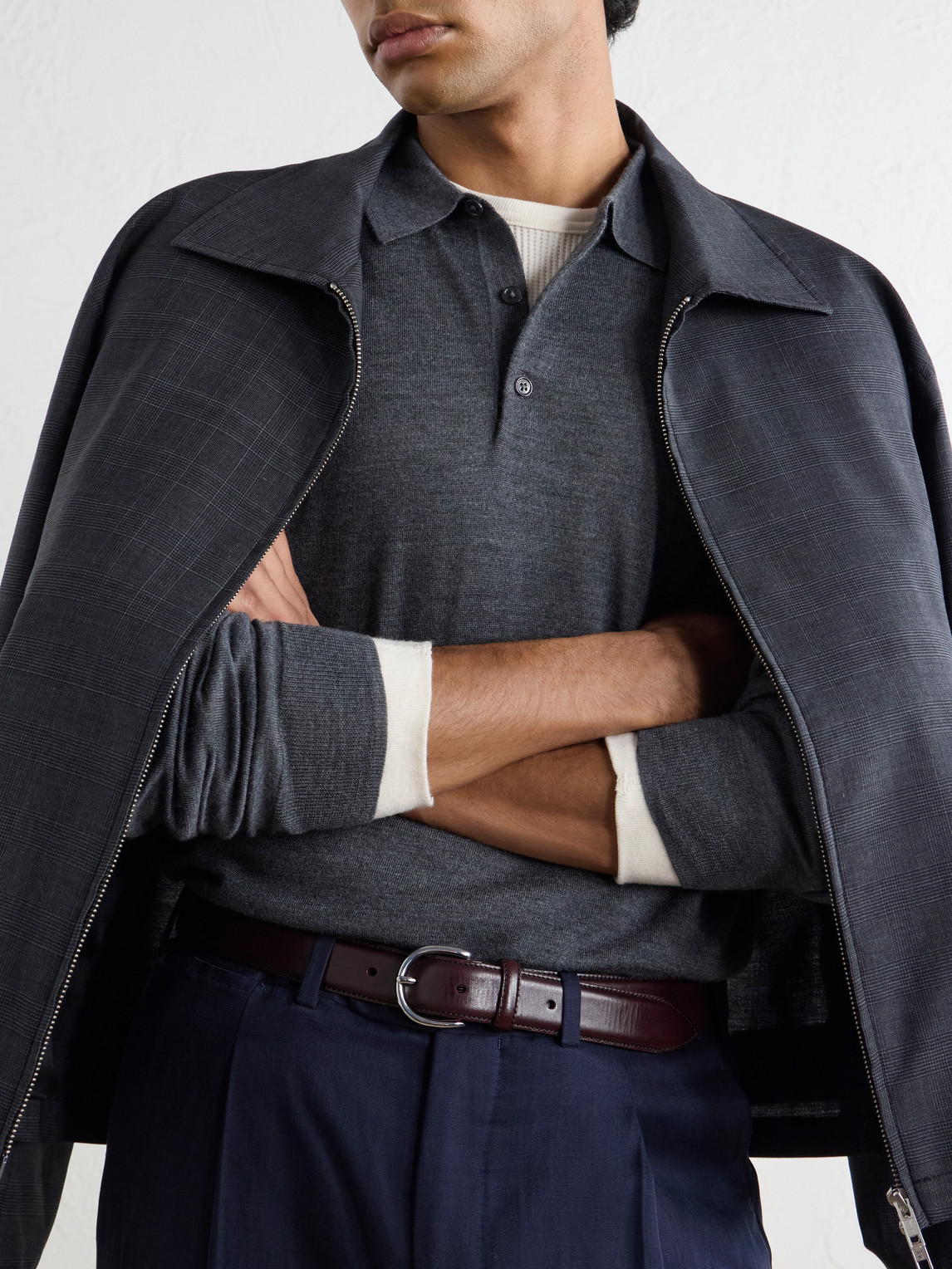 Wool, Silk And Cashmere-Blend Polo Sweater