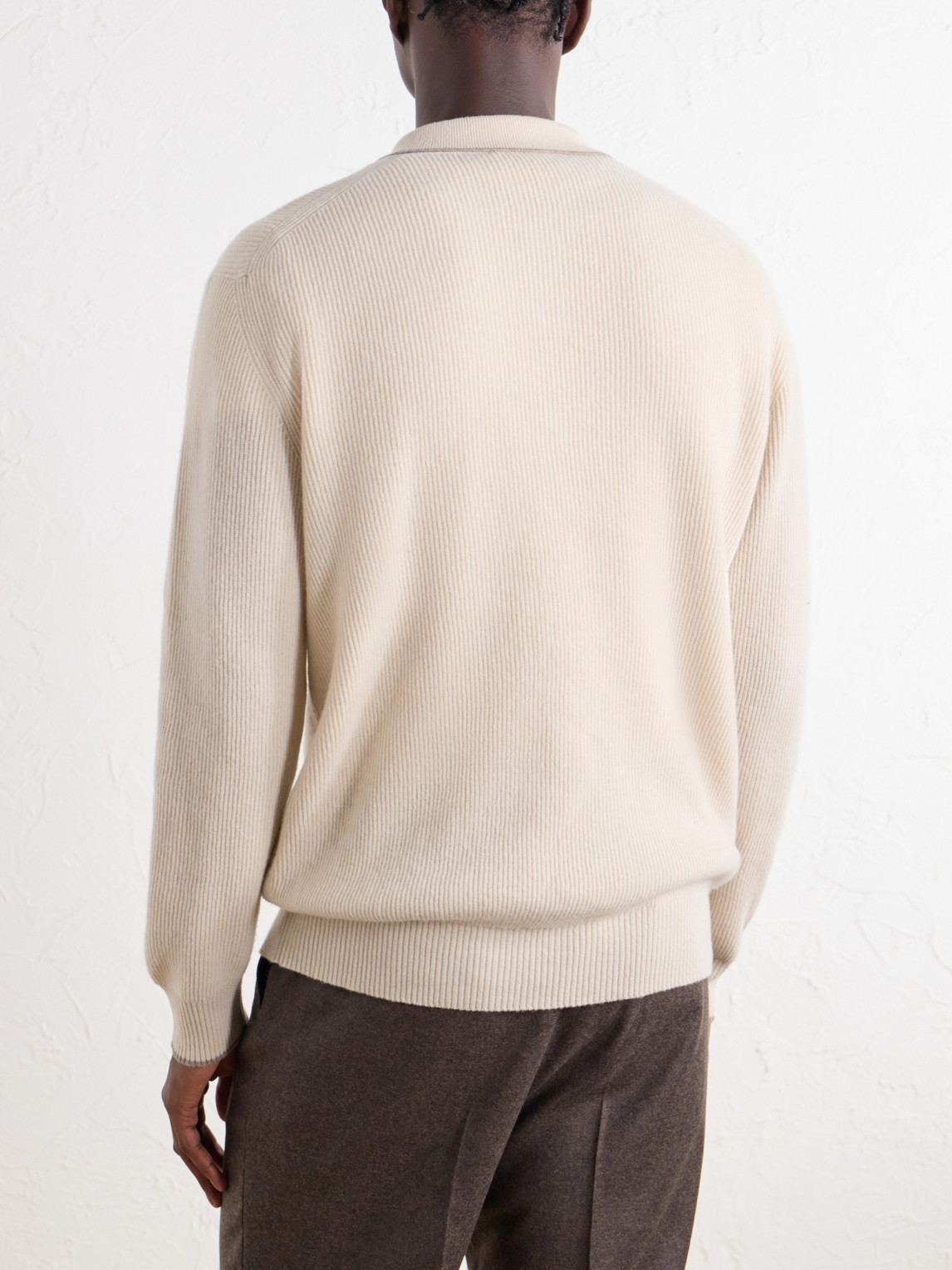 Ribbed Virgin Wool Polo Shirt
