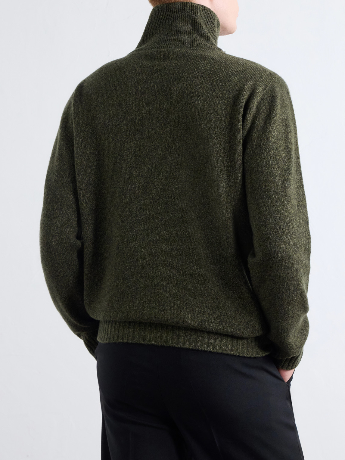 And Cashmere-Blend Half-Zip Sweater