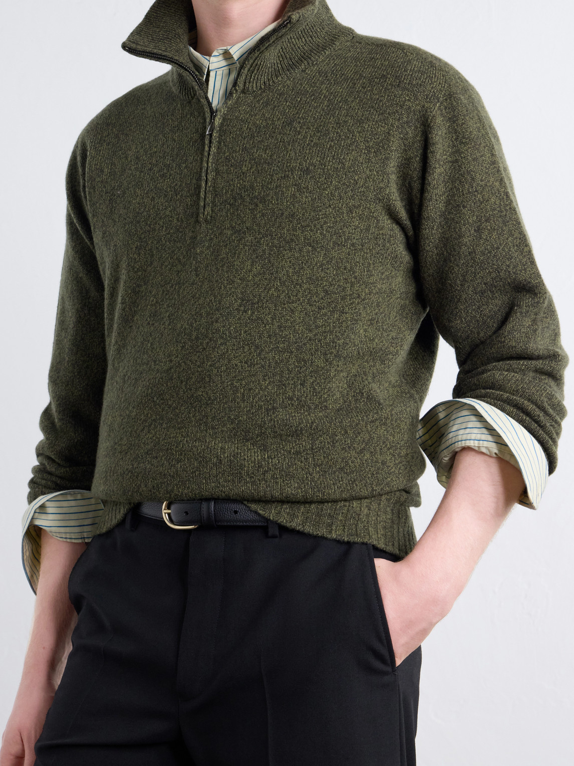 And Cashmere-Blend Half-Zip Sweater