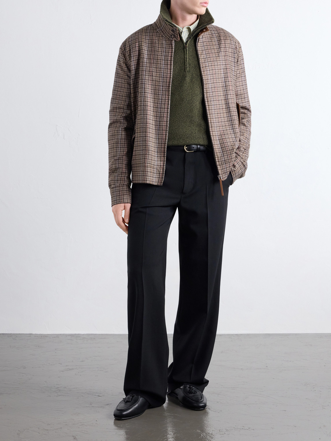 And Cashmere-Blend Half-Zip Sweater