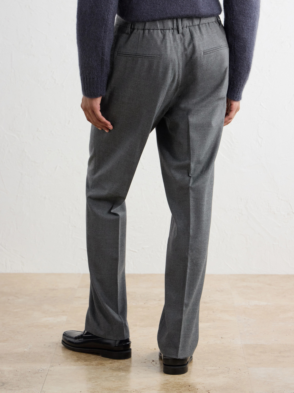 Renee Straight-Leg Stretch-Wool Flannel Trousers