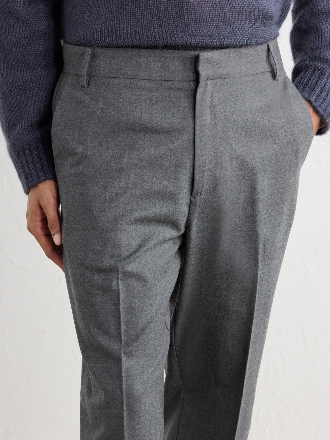 Renee Straight-Leg Stretch-Wool Flannel Trousers