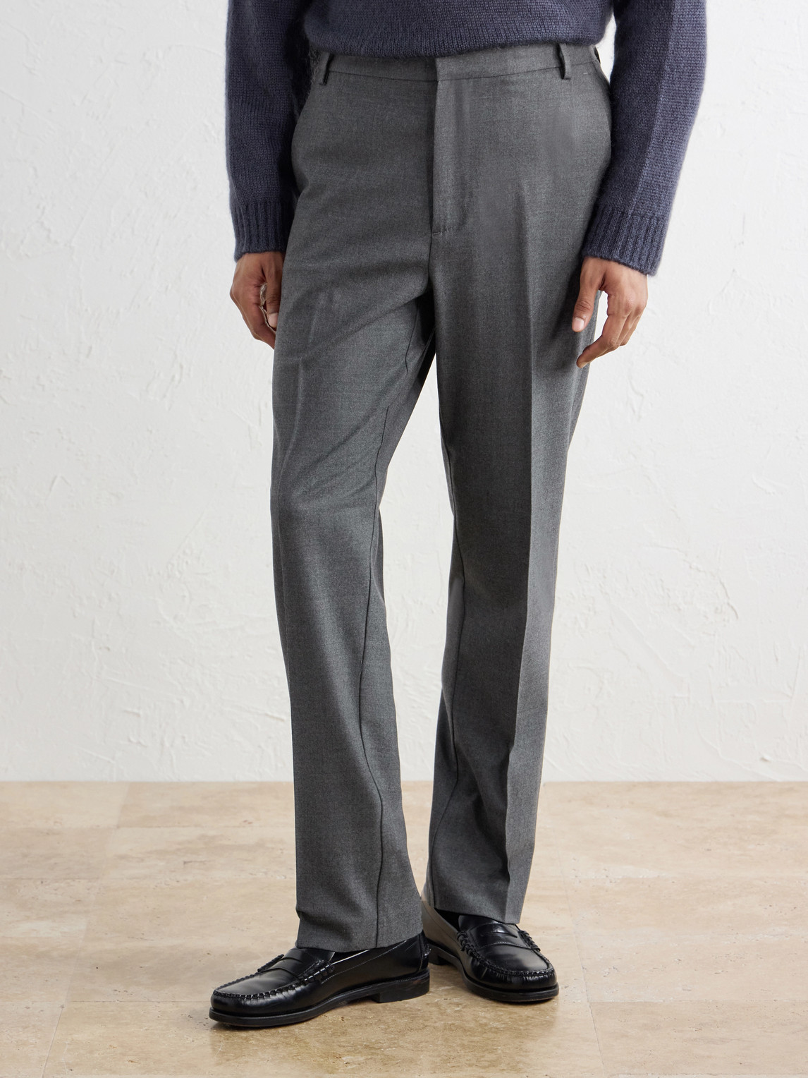 Renee Straight-Leg Stretch-Wool Flannel Trousers