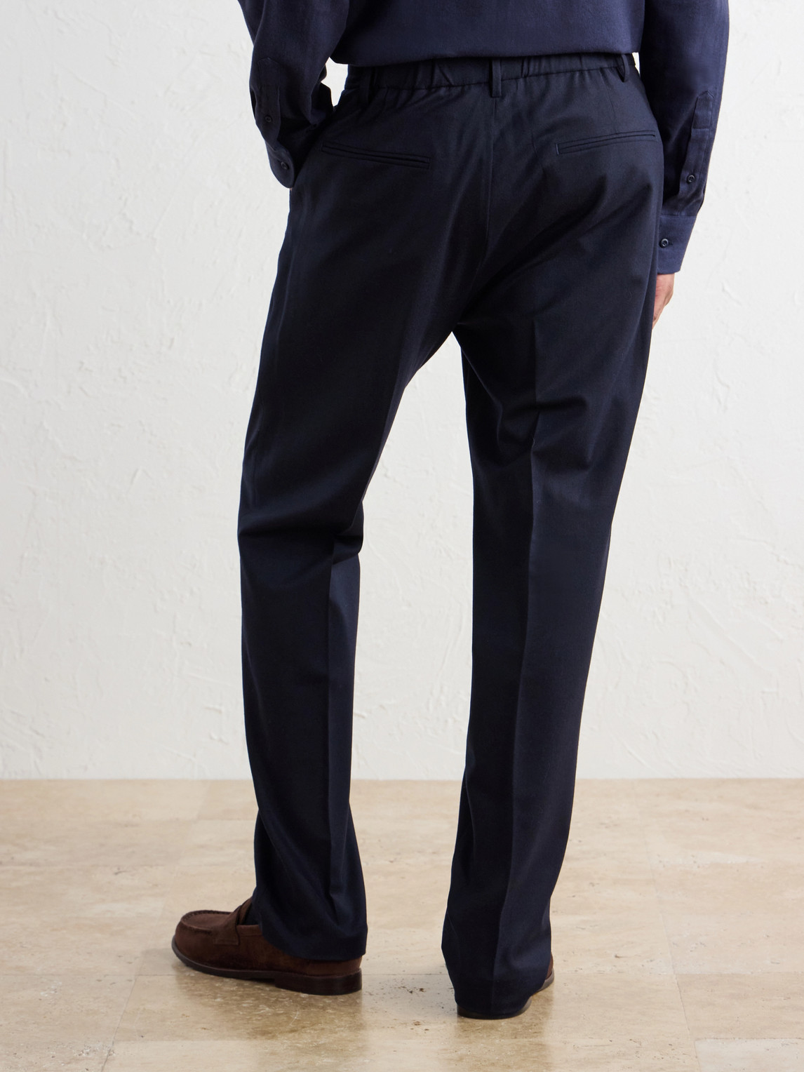 Renee Straight-Leg Stretch-Wool Flannel Trousers