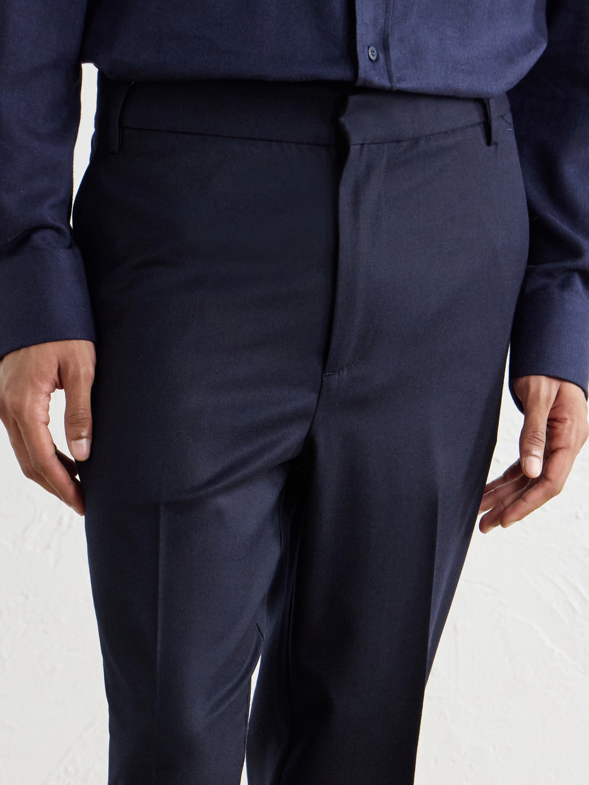 Renee Straight-Leg Stretch-Wool Flannel Trousers