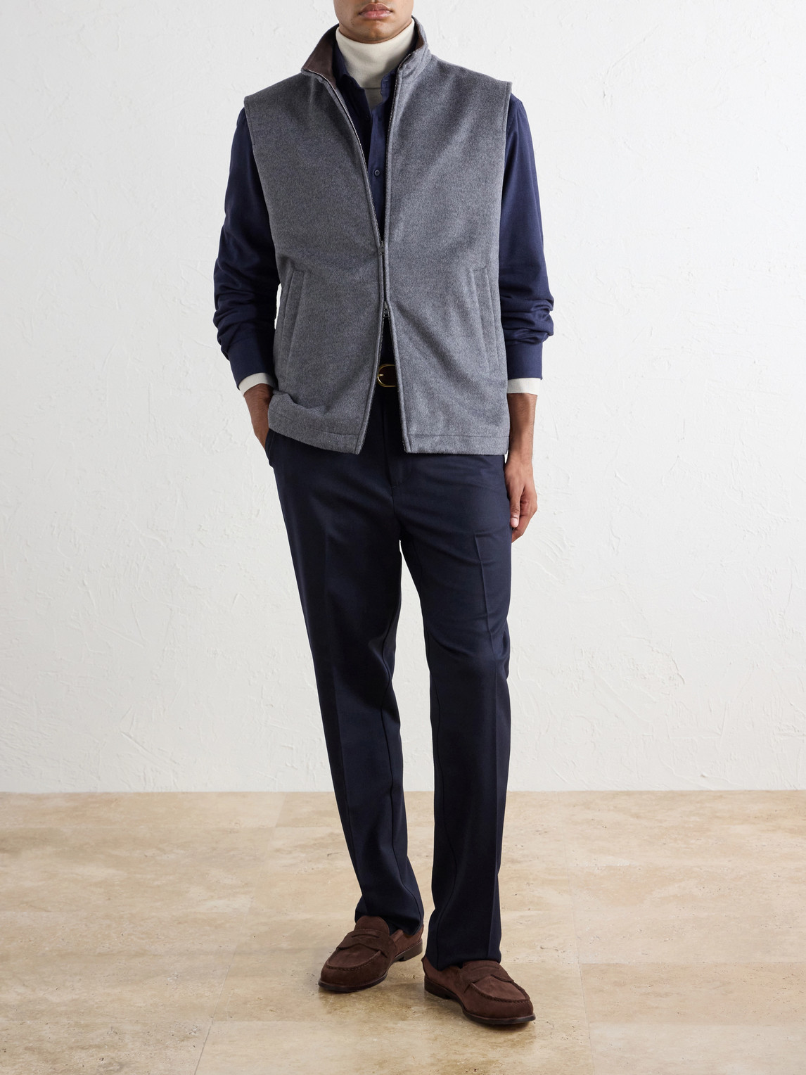 Renee Straight-Leg Stretch-Wool Flannel Trousers