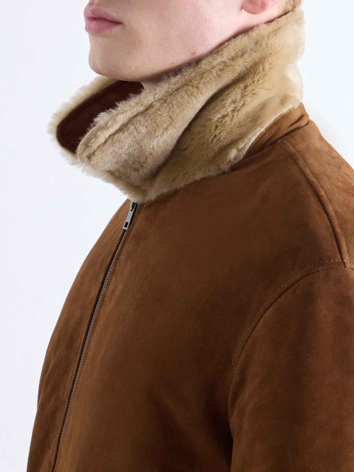 Iggy Shearling-Trimmed Padded Suede Jacket