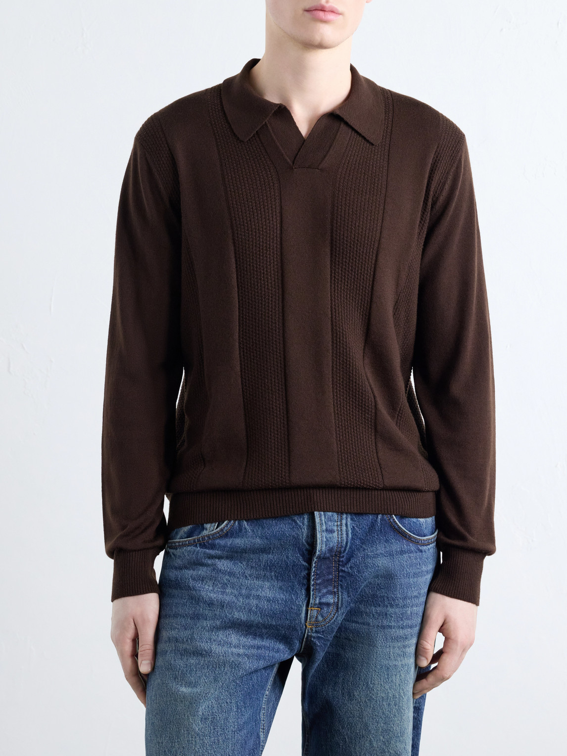 Virgin Wool Polo Sweater