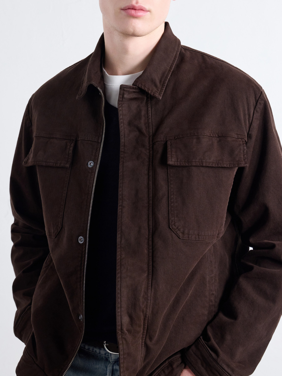 Godfrey Padded Garment-Dyed Stretch-Cotton Twill Overshirt