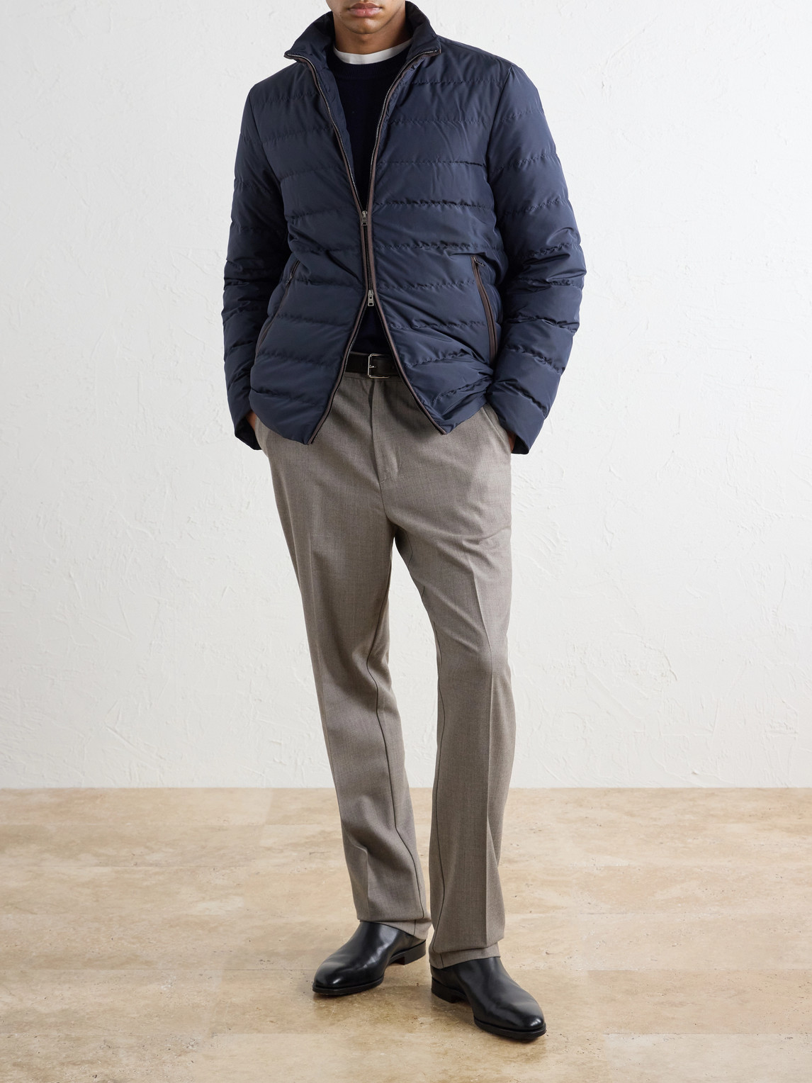 Renee Straight-Leg Stretch-Wool Flannel Trousers
