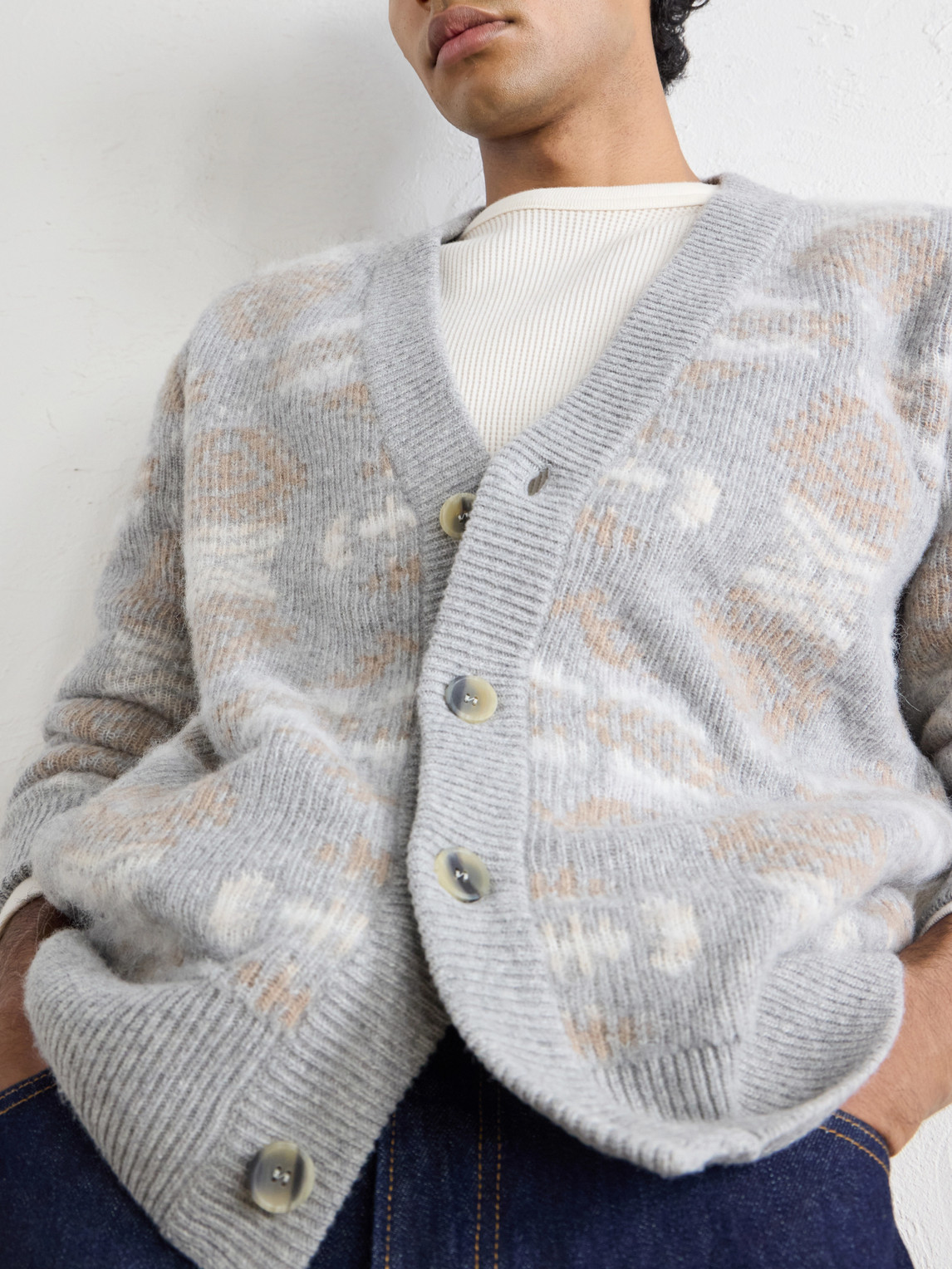 Virgin Wool-Jacquard Cardigan
