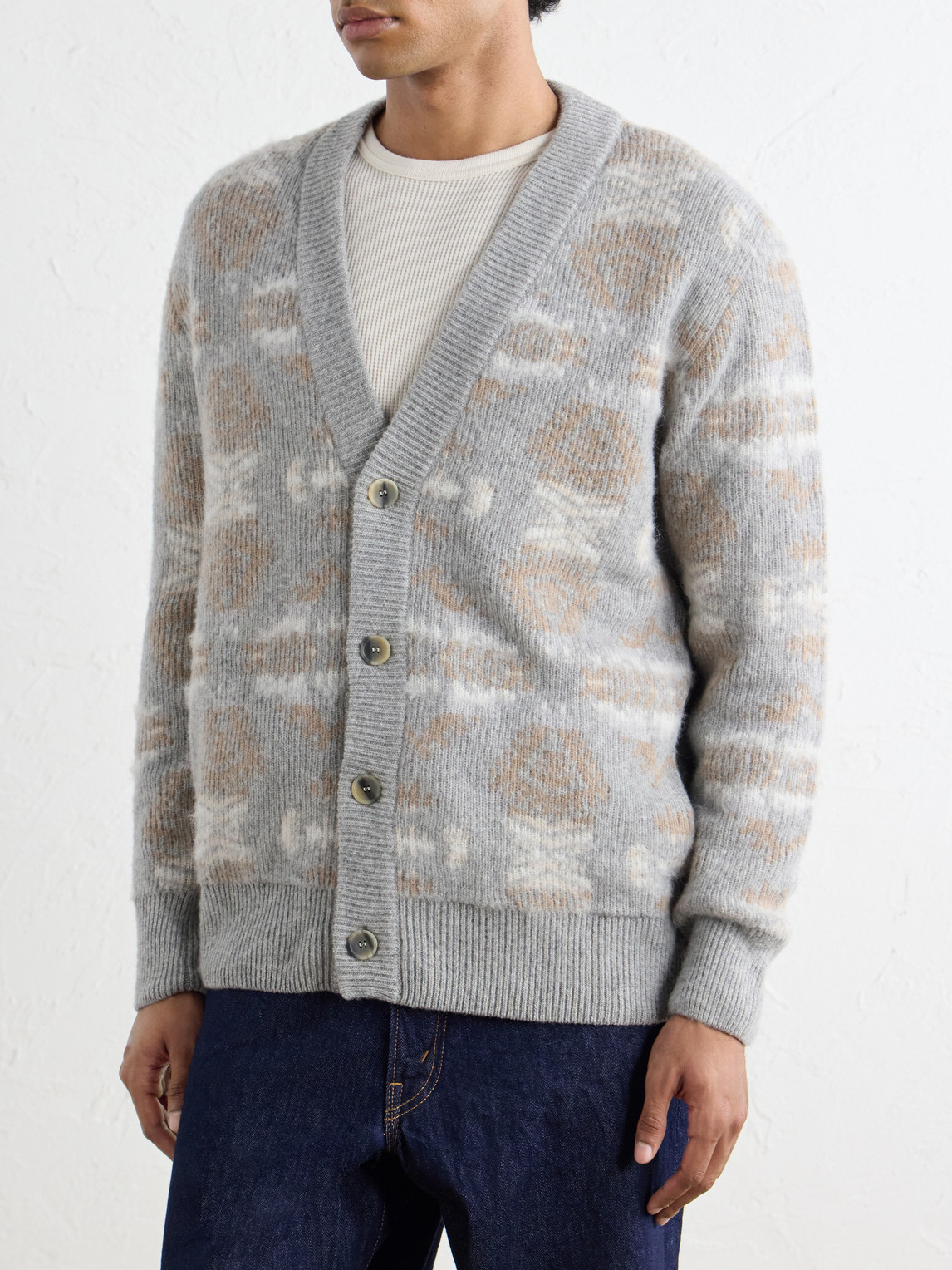 Virgin Wool-Jacquard Cardigan