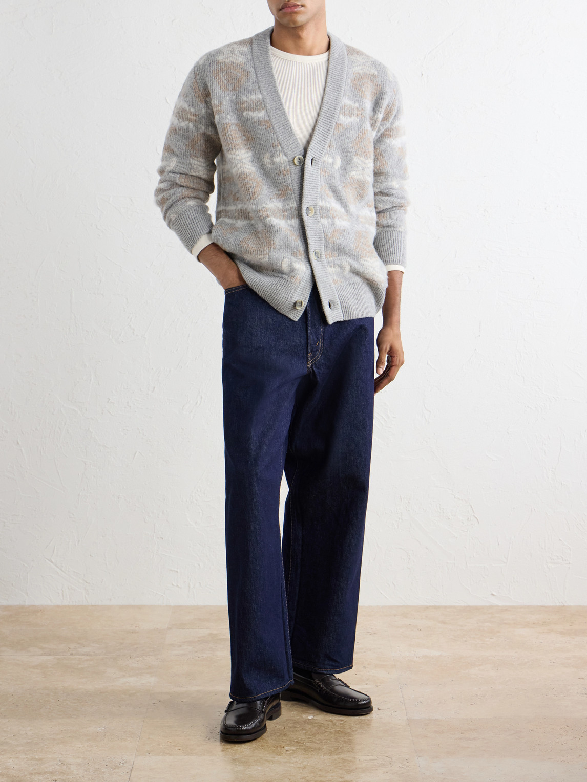 Virgin Wool-Jacquard Cardigan
