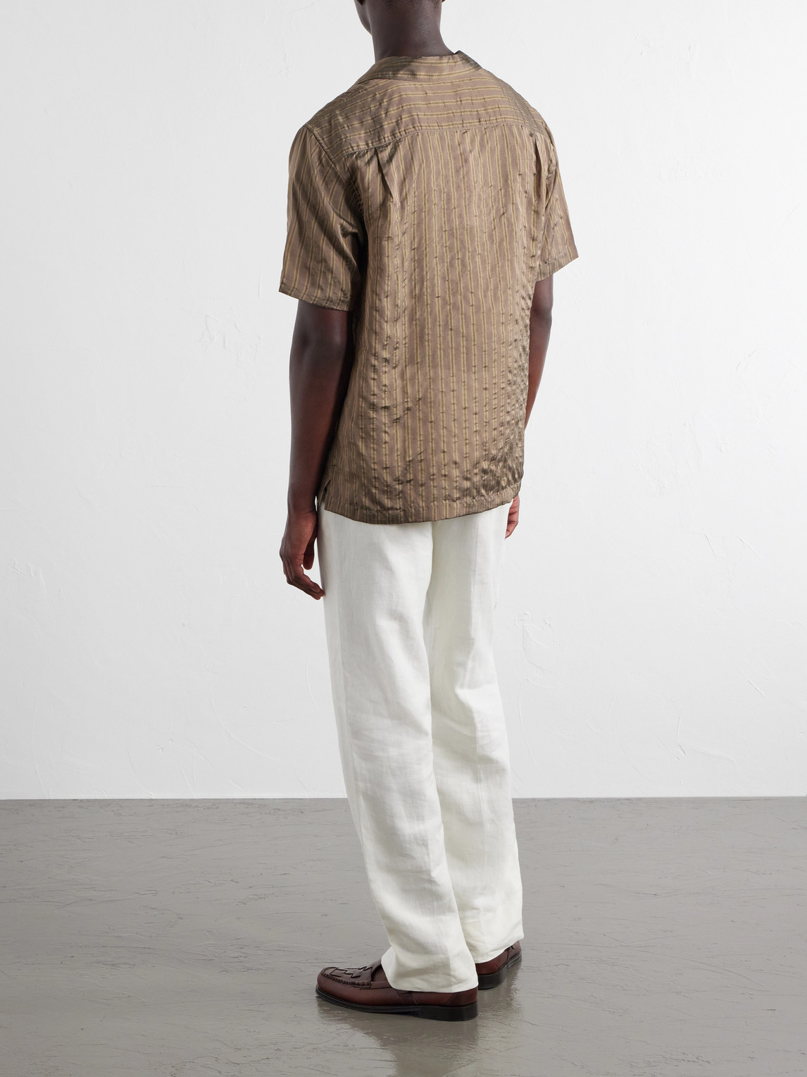 Maitan Villa Camp-Collar Striped Woven Shirt