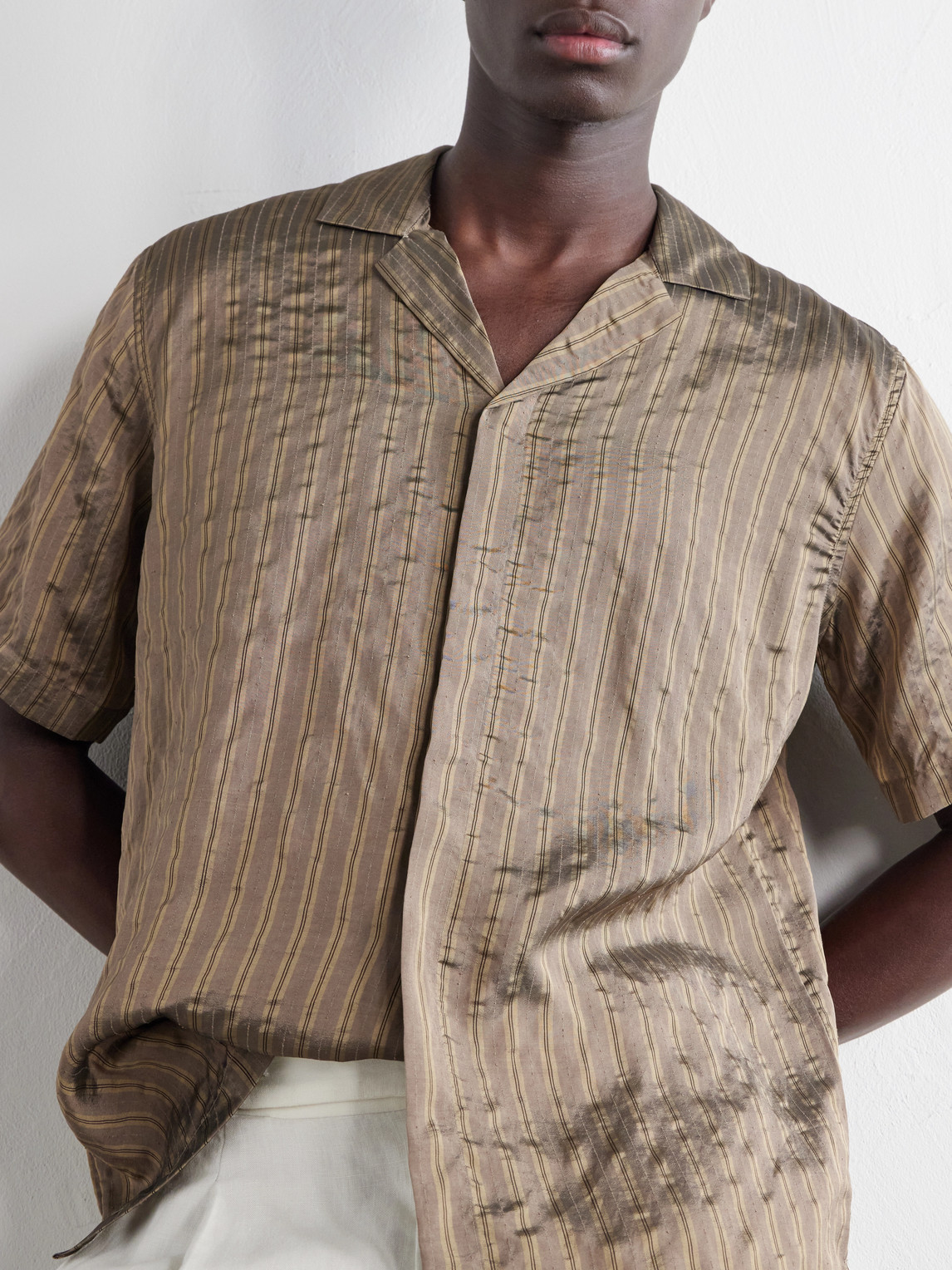 Maitan Villa Camp-Collar Striped Woven Shirt