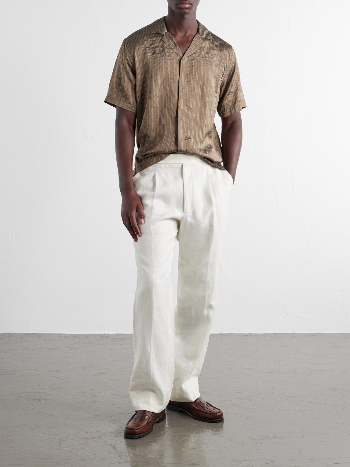 Maitan Villa Camp-Collar Striped Woven Shirt