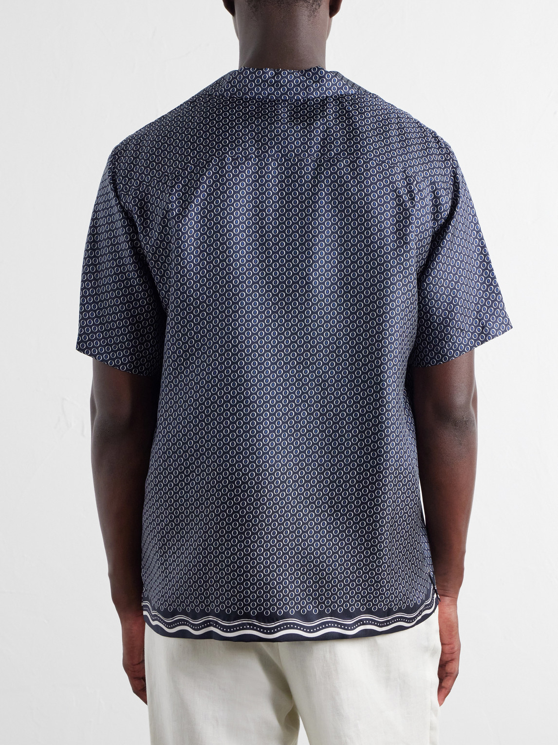 Maitan Camp-Collar Printed Silk-Satin Shirt